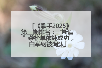《歌手2025》第三期排名：“断眉”袭榜单依纯成功，白举纲被淘汰