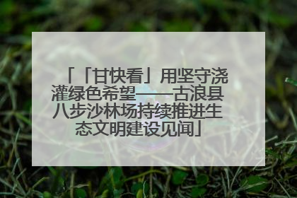 「甘快看」用坚守浇灌绿色希望——古浪县八步沙林场持续推进生态文明建设见闻