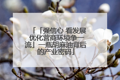 「强信心 看发展 优化营商环境争一流」一瓶胡麻油背后的产业密码