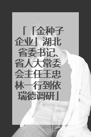「金种子企业」湖北省委书记、省人大常委会主任王忠林一行到依瑞德调研