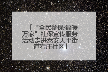 “全民参保·福暖万家”社保宣传服务活动走进泰安天平街道岩庄社区