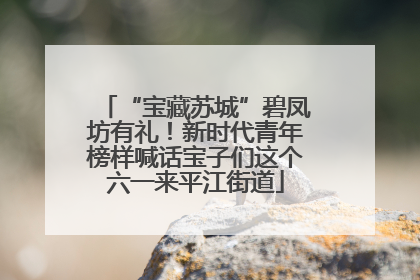 “宝藏苏城”碧凤坊有礼！新时代青年榜样喊话宝子们这个六一来平江街道
