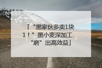 “黑家伙多卖1块1！”黑小麦深加工“磨”出高效益