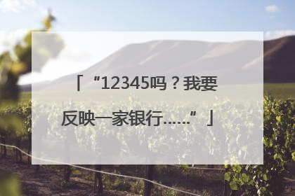 “12345吗？我要反映一家银行……”
