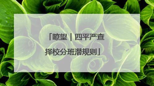 瞭望｜四平严查择校分班潜规则