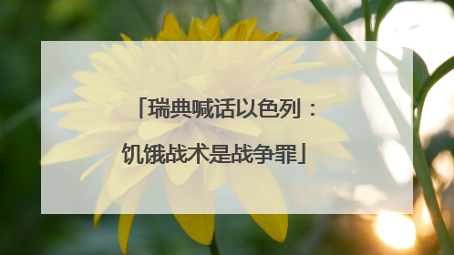 瑞典喊话以色列：饥饿战术是战争罪