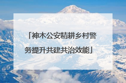神木公安精耕乡村警务提升共建共治效能