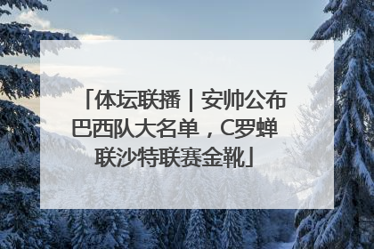 体坛联播｜安帅公布巴西队大名单，C罗蝉联沙特联赛金靴