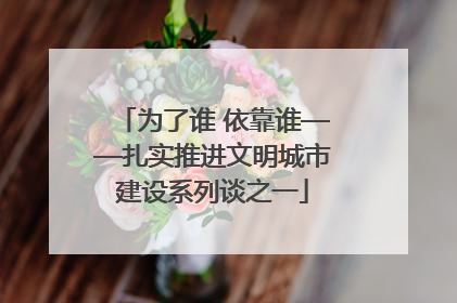 为了谁 依靠谁——扎实推进文明城市建设系列谈之一