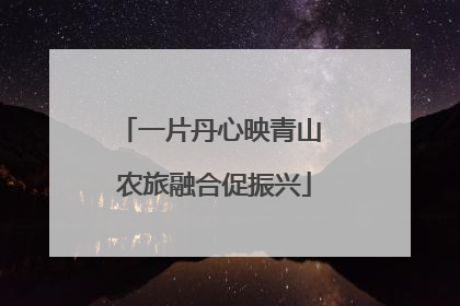 一片丹心映青山 农旅融合促振兴