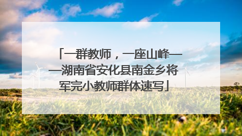 一群教师，一座山峰——湖南省安化县南金乡将军完小教师群体速写