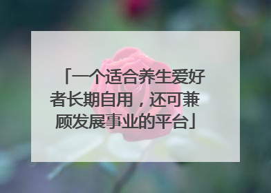 一个适合养生爱好者长期自用，还可兼顾发展事业的平台