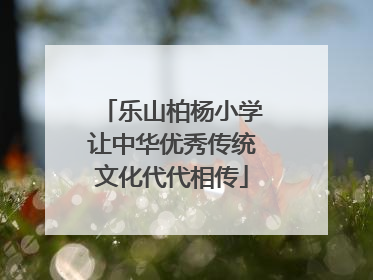 乐山柏杨小学让中华优秀传统文化代代相传