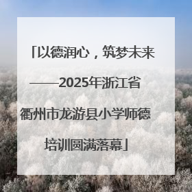 以德润心，筑梦未来——2025年浙江省衢州市龙游县小学师德培训圆满落幕