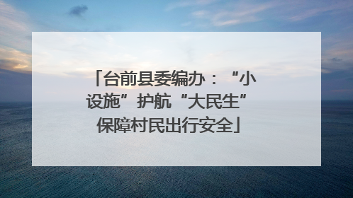 台前县委编办：“小设施”护航“大民生” 保障村民出行安全