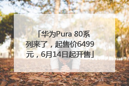 华为Pura 80系列来了，起售价6499元，6月14日起开售