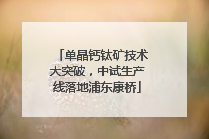 单晶钙钛矿技术大突破，中试生产线落地浦东康桥