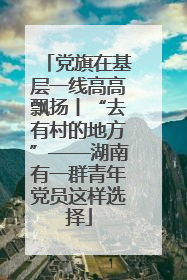 党旗在基层一线高高飘扬丨“去有村的地方”——湖南有一群青年党员这样选择
