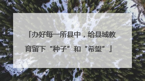 办好每一所县中，给县域教育留下“种子”和“希望”