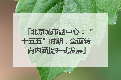 北京城市副中心：“十五五”时期，全面转向内涵提升式发展