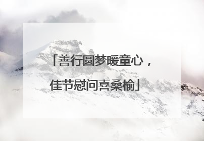 善行圆梦暖童心，佳节慰问喜桑榆