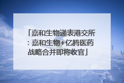 嘉和生物递表港交所：嘉和生物+亿腾医药战略合并即将收官