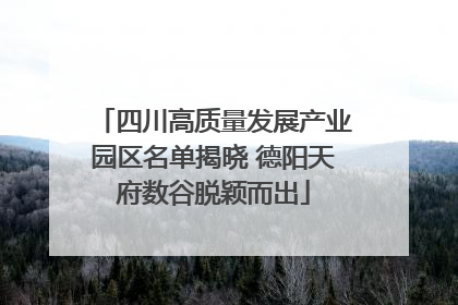 四川高质量发展产业园区名单揭晓 德阳天府数谷脱颖而出