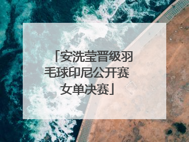 安洗莹晋级羽毛球印尼公开赛女单决赛