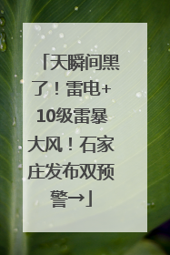 天瞬间黑了！雷电+10级雷暴大风！石家庄发布双预警→