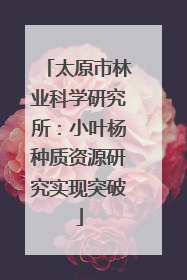 太原市林业科学研究所：小叶杨种质资源研究实现突破