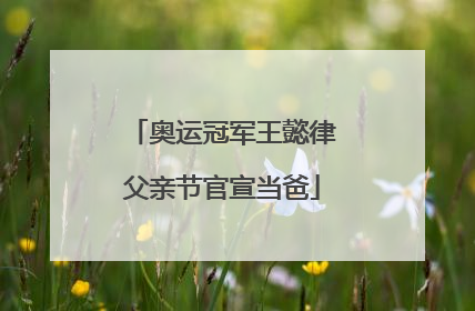 奥运冠军王懿律父亲节官宣当爸