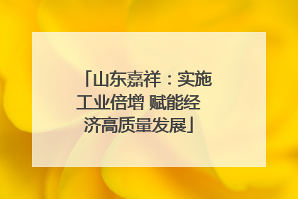 山东嘉祥：实施工业倍增 赋能经济高质量发展