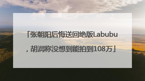 张朝阳后悔送回绝版Labubu，胡润称没想到能拍到108万
