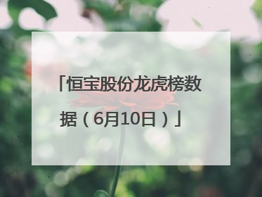 恒宝股份龙虎榜数据（6月10日）