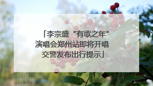 李宗盛“有歌之年”演唱会郑州站即将开唱 交警发布出行提示