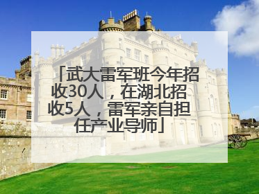武大雷军班今年招收30人，在湖北招收5人，雷军亲自担任产业导师