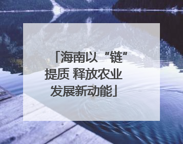 海南以“链”提质 释放农业发展新动能