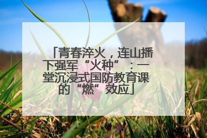 青春淬火，连山播下强军“火种”：一堂沉浸式国防教育课的“燃”效应