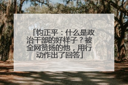 钧正平：什么是政治干部的好样子？被全网赞扬的他，用行动作出了回答