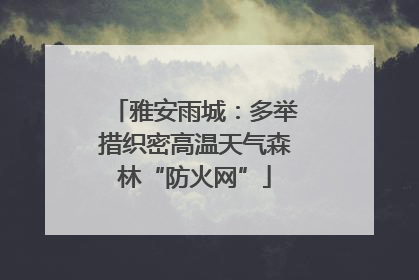 雅安雨城：多举措织密高温天气森林“防火网”