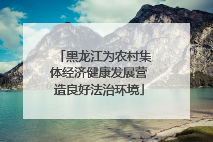 黑龙江为农村集体经济健康发展营造良好法治环境